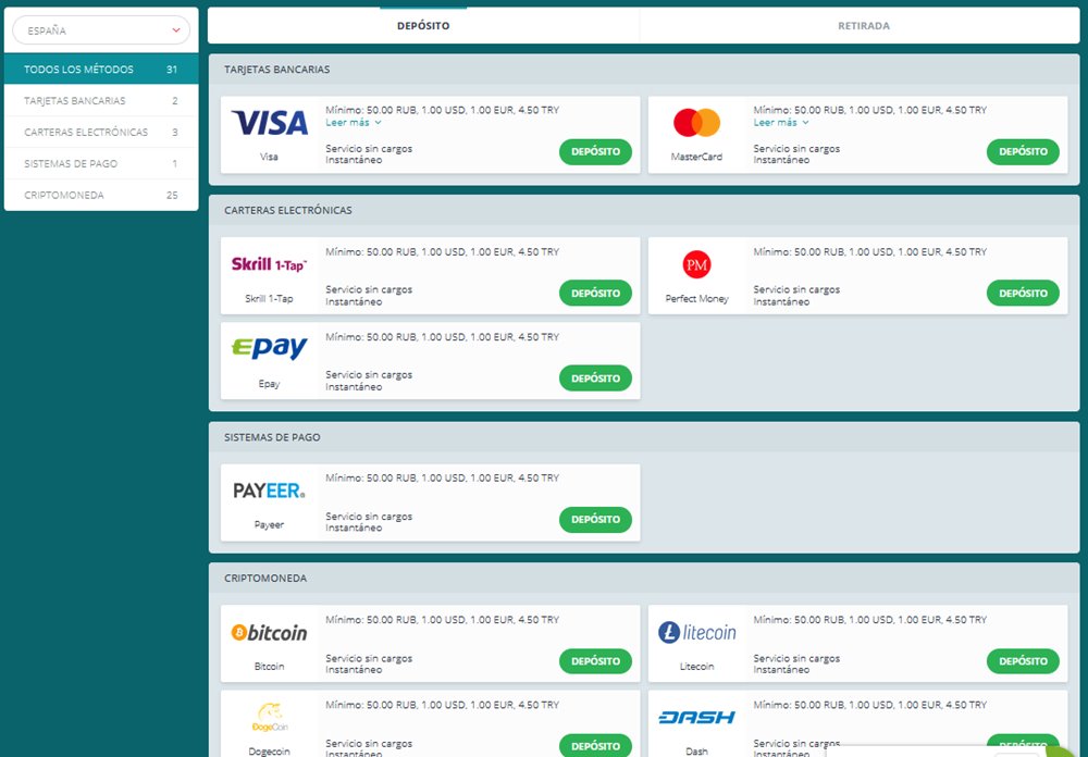 Métodos de depósito