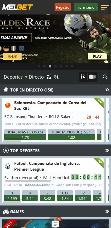 Versión móvil de Melbet